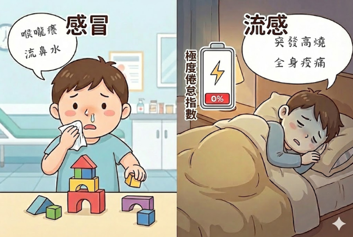 流感與感冒比較表