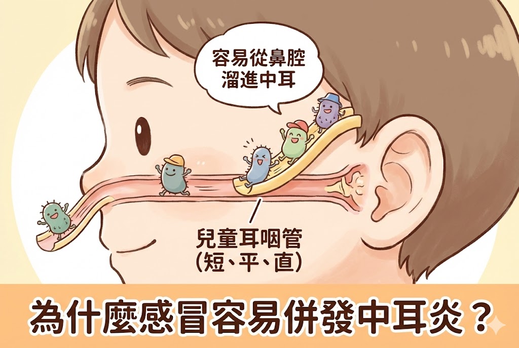 兒童耳咽管構造示意