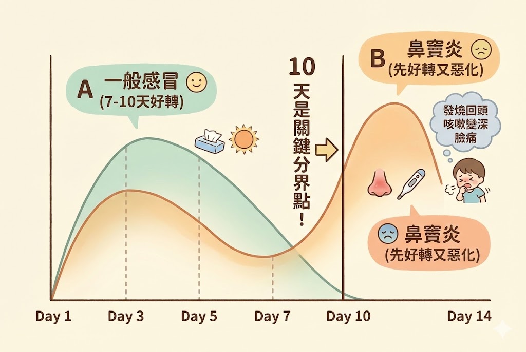 感冒與鼻竇炎區分指標
