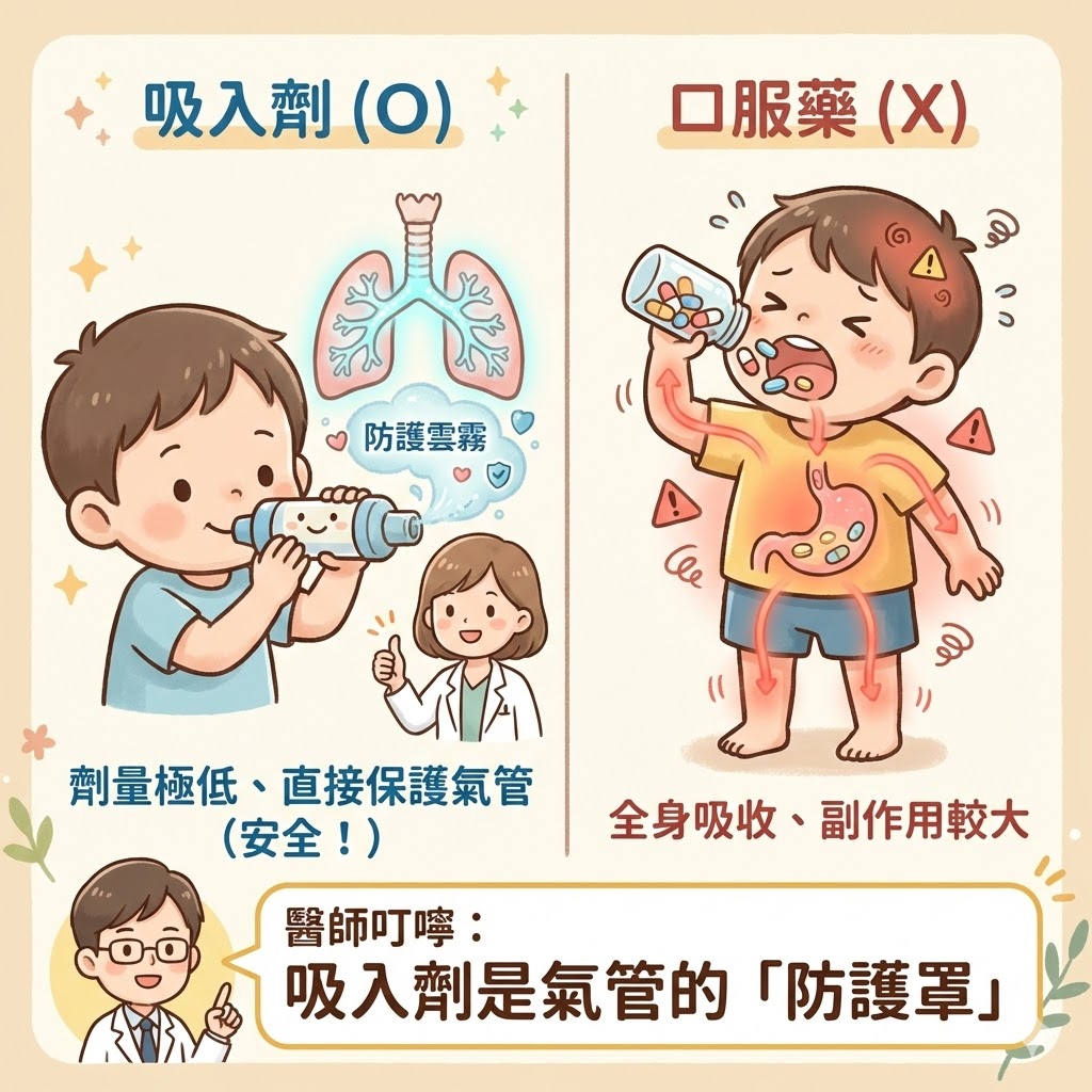 氣喘吸入劑與口服藥副作用比較_類固醇安全性